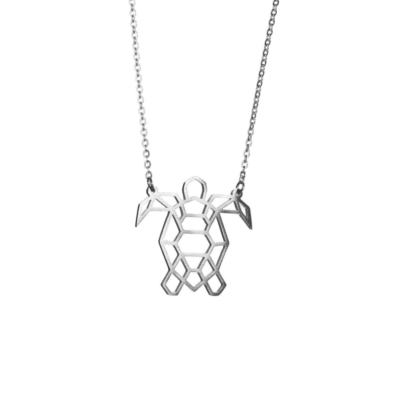 [Australia] - La Menagerie Turtle Silver Origami Jewelry & Silver Geometric Necklace – 925 Sterling Plated Silver Necklace & Turtle Necklaces for Women – Turtle Necklace for Girls & Origami Necklace 