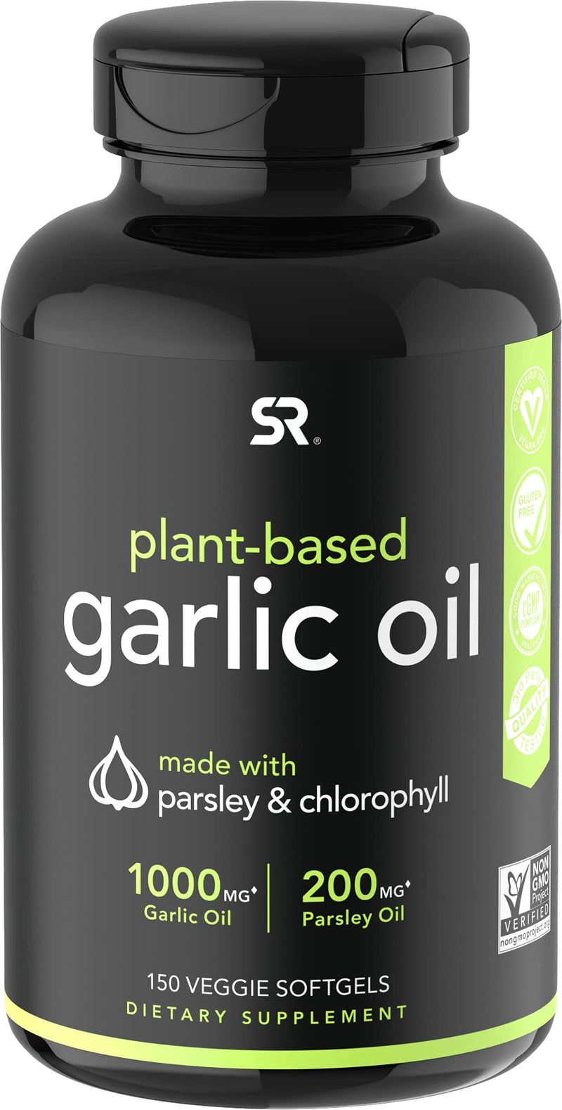 [Australia] - Odorless Garlic Oil Pills (1000mg) with Parsley & Chlorophyll | Non-GMO Verified, Vegan Certified & Gluten Free (150 PlantGels) 
