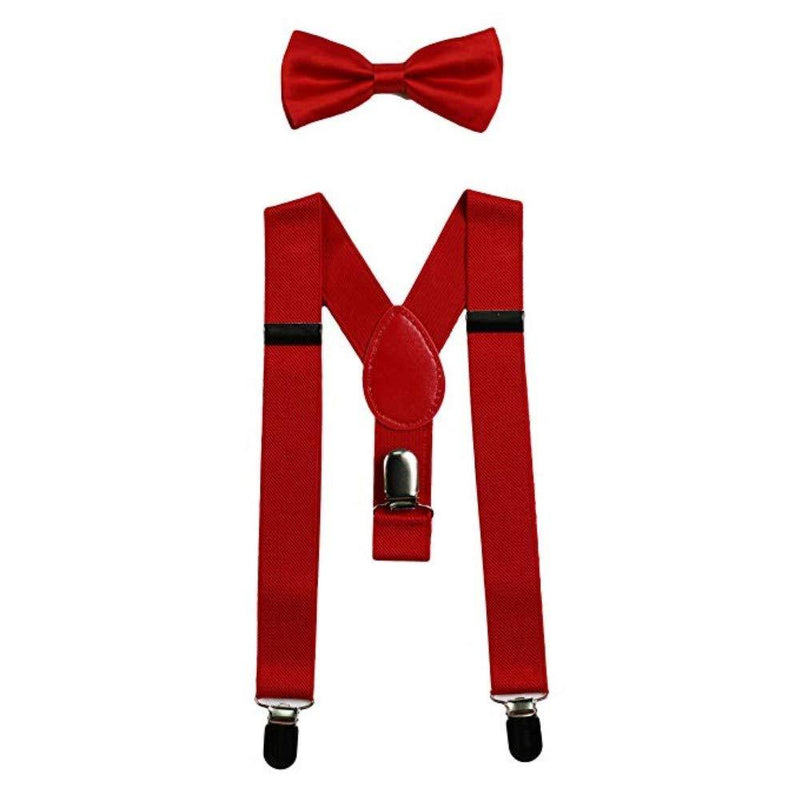 [Australia] - Sinen Baby Suspenders and Bow Tie Set Kids Suspender Bowtie Sets Adjustable Suspender Set for Boys and Girls-Red, Large 