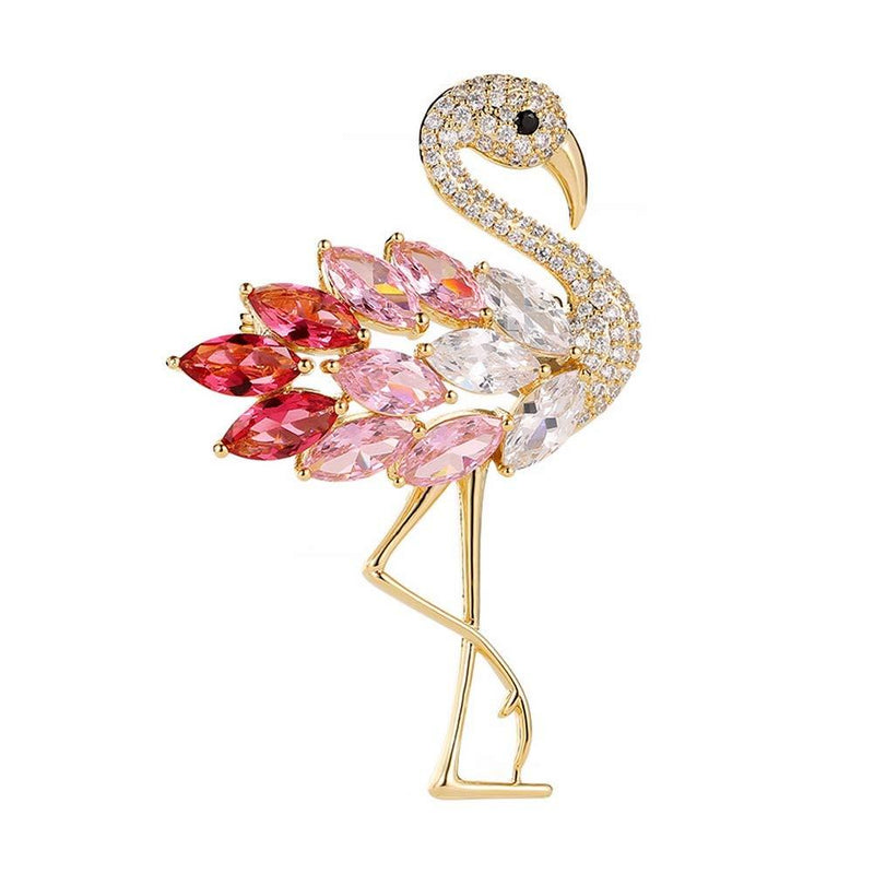[Australia] - SKZKK Colourful Flamingo Brooches Diamond Broaches for Women Crystal Rhinestone Animal Pins Colorful Diamond Party Vintage Womens Jewelry 