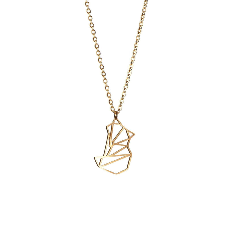 [Australia] - La Menagerie Fox Gold Origami Jewelry & Gold Geometric Necklace – 18 Karat Plated Gold Necklace & Fox Necklaces for Women – Fox Necklace for Girls & Origami Necklace 