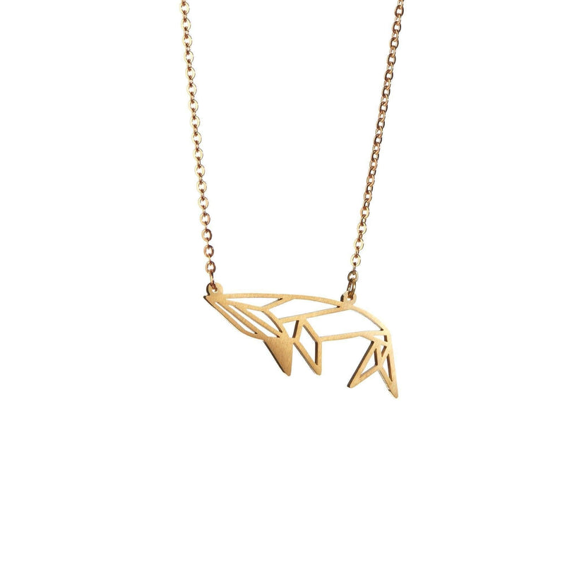 [Australia] - La Menagerie Whale Gold Origami Jewelry & Gold Geometric Necklace – 18 Karat Plated Gold Necklace & Whale Necklaces for Women – Whale Necklace for Girls & Origami Necklace 