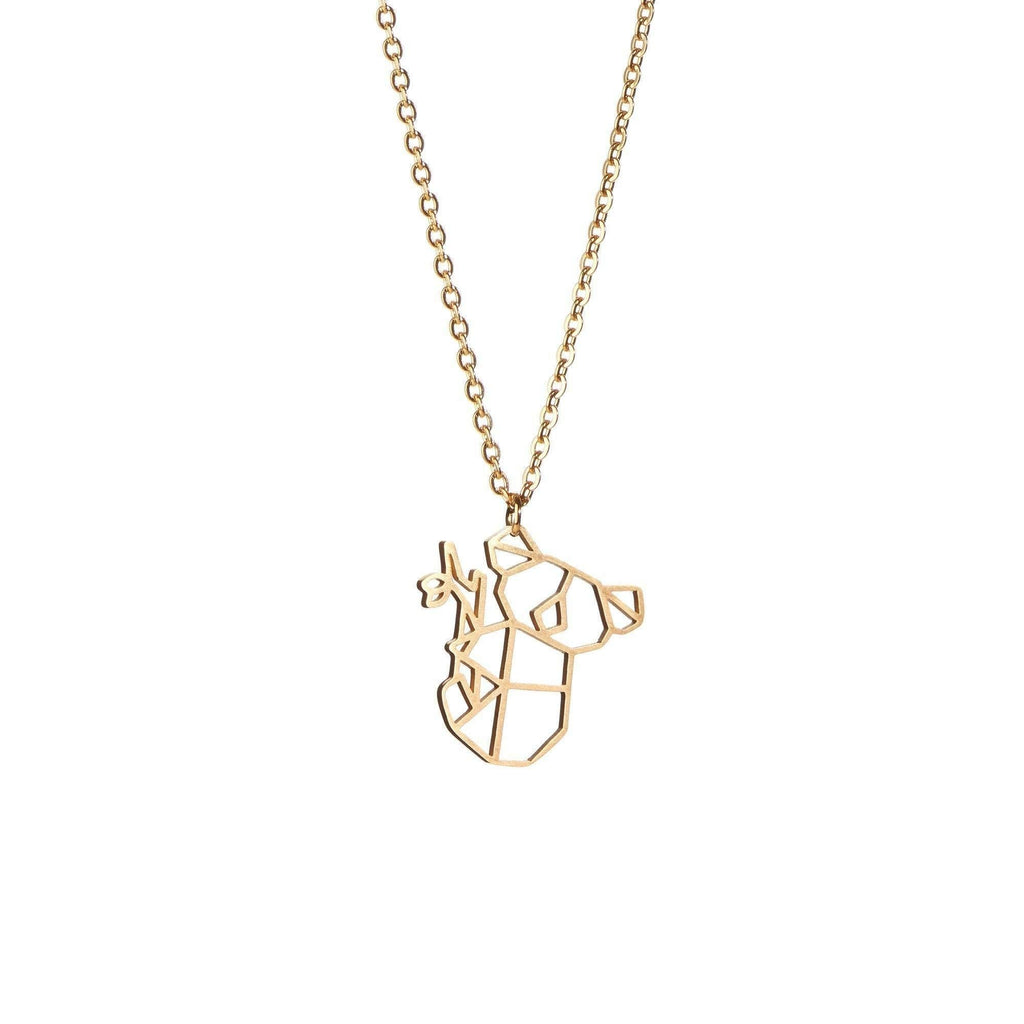 [Australia] - La Menagerie Koala Gold Origami Jewelry & Gold Geometric Necklace – 18 Karat Plated Gold Necklace & Koala Necklaces for Women – Koala Necklace for Girls & Origami Necklace 