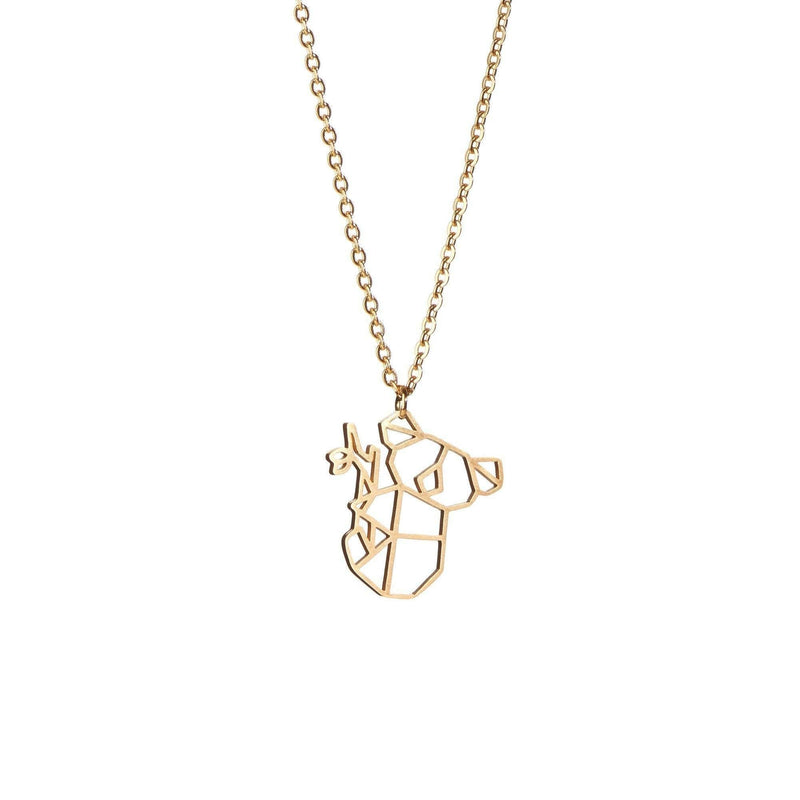 [Australia] - La Menagerie Koala Gold Origami Jewelry & Gold Geometric Necklace – 18 Karat Plated Gold Necklace & Koala Necklaces for Women – Koala Necklace for Girls & Origami Necklace 