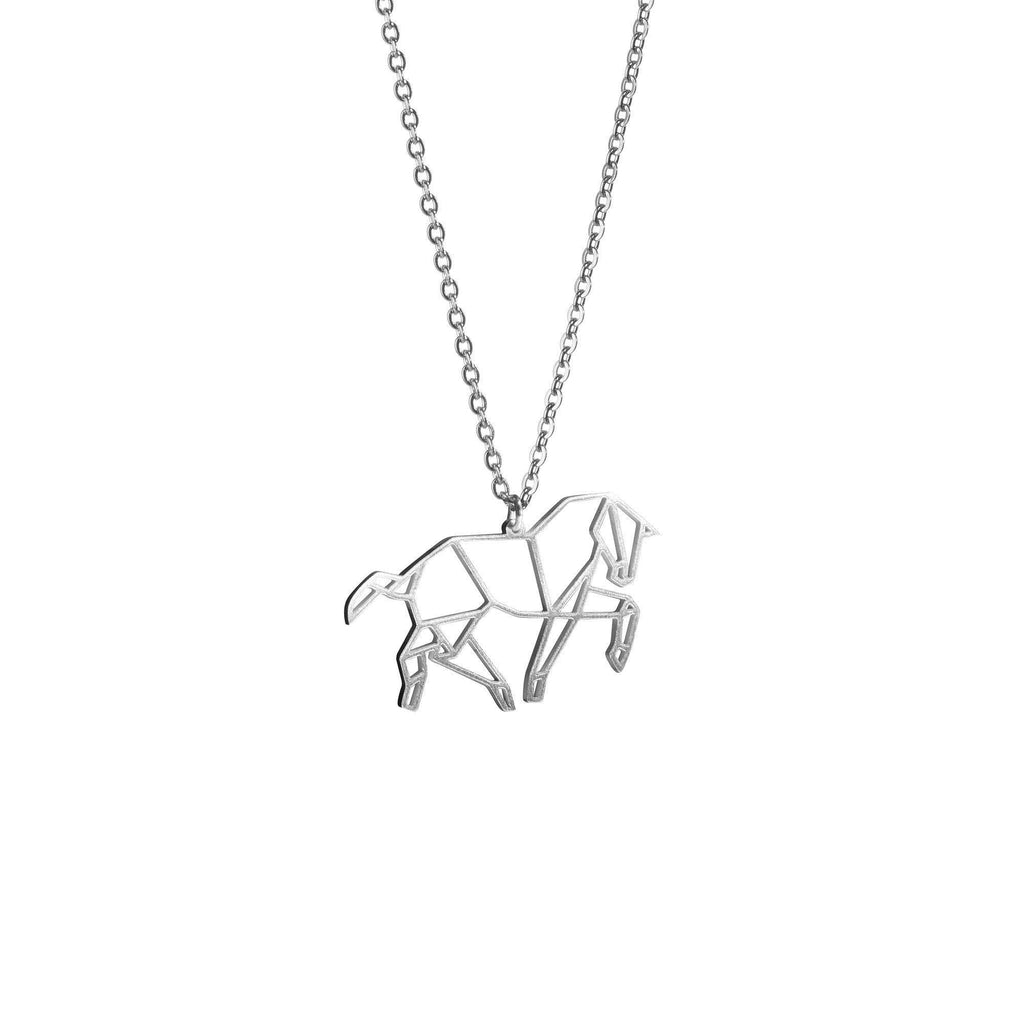 [Australia] - La Menagerie Horse Silver Origami Jewelry & Silver Geometric Necklace – 925 Sterling Plated Silver Necklace & Horse Necklaces for Women – Horse Necklace for Girls & Origami Necklace 