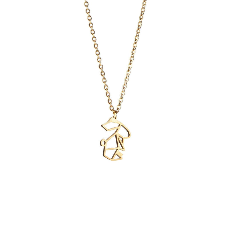 [Australia] - La Menagerie Rabbit Gold Origami Jewelry & Gold Geometric Necklace – 18 Karat Plated Gold Necklace & Rabbit Necklaces for Women – Rabbit Necklace for Girls & Origami Necklace 