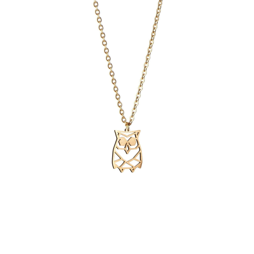 [Australia] - La Menagerie Owl Gold Origami Jewelry & Gold Geometric Necklace – 18 Karat Plated Gold Necklace & Owl Necklaces for Women – Owl Necklace for Girls & Origami Necklace 