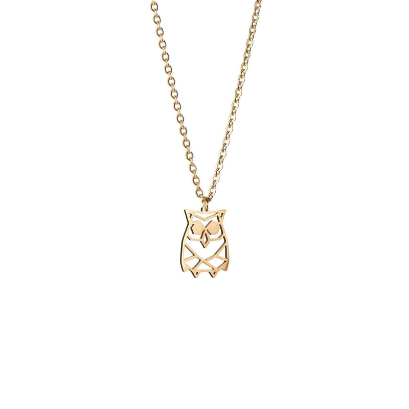 [Australia] - La Menagerie Owl Gold Origami Jewelry & Gold Geometric Necklace – 18 Karat Plated Gold Necklace & Owl Necklaces for Women – Owl Necklace for Girls & Origami Necklace 