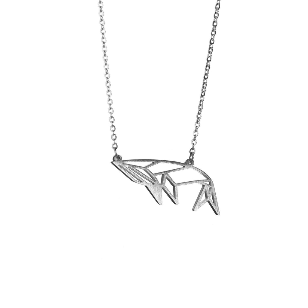 [Australia] - La Menagerie Whale Silver Origami Jewelry & Silver Geometric Necklace – 925 Sterling Plated Silver Necklace & Whale Necklaces for Women – Whale Necklace for Girls & Origami Necklace 