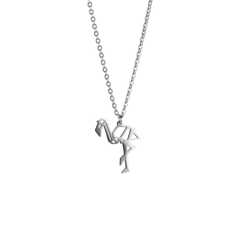 [Australia] - La Menagerie Flamingo Silver Origami Jewelry & Silver Geometric Necklace – 925 Sterling Plated Silver Necklace & Flamingo Necklaces for Women – Flamingo Necklace for Girls & Necklace 