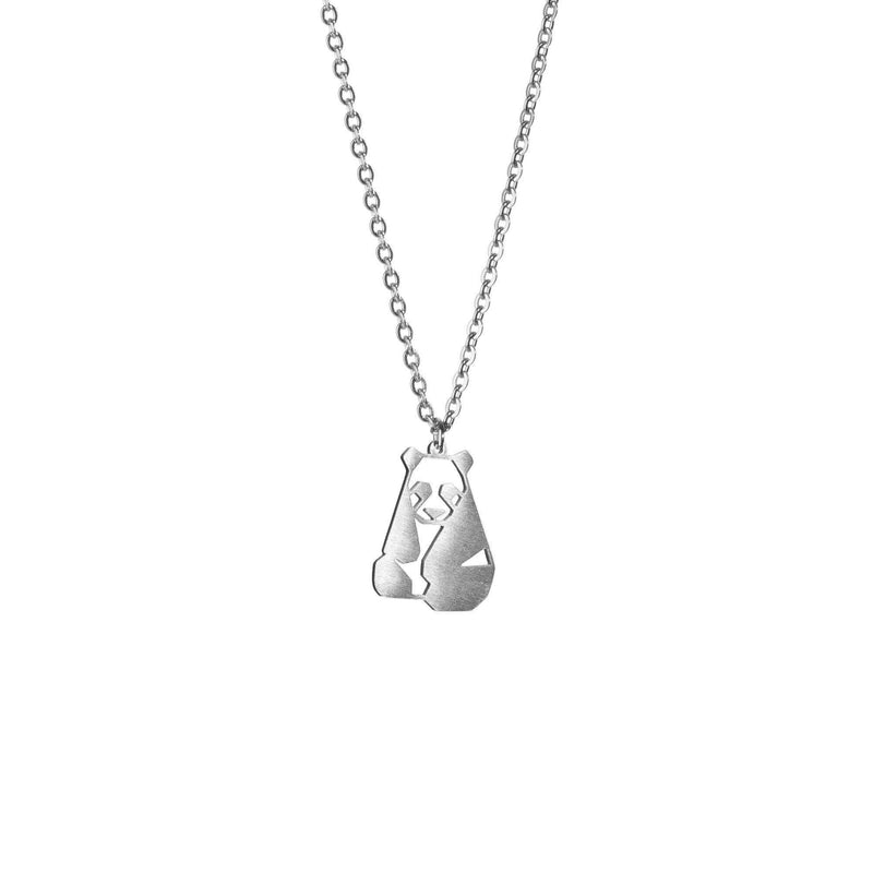 [Australia] - La Menagerie Panda Silver Origami Jewelry & Silver Geometric Necklace – 925 Sterling Plated Silver Necklace & Panda Necklaces for Women – Panda Necklace for Girls & Origami Necklace 