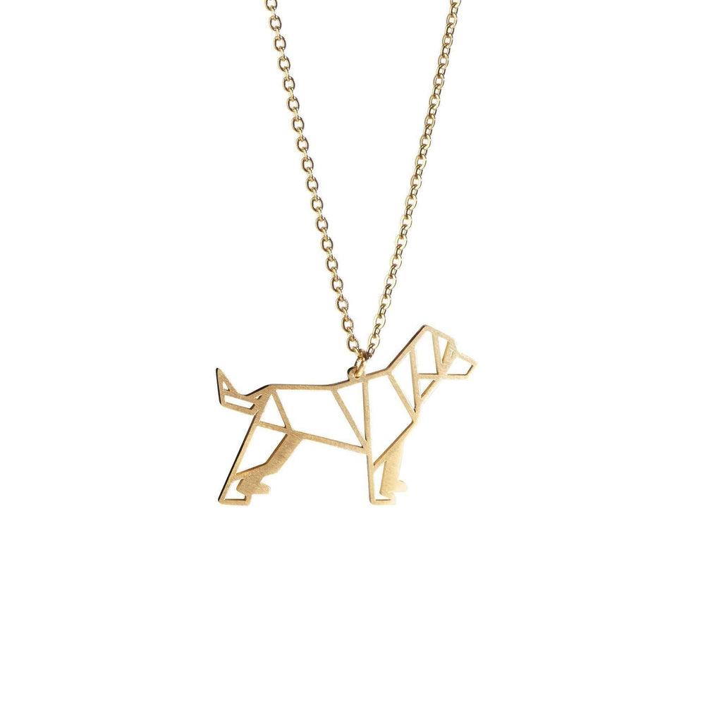 [Australia] - La Menagerie Dog Gold Origami Jewelry & Gold Geometric Necklace – 18 Karat Plated Gold Necklace & Dog Necklaces for Women – Dog Necklace for Girls & Origami Necklace 