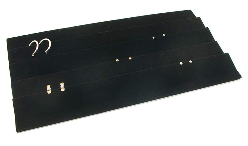 [Australia] - 888 Display USA Earring Display Tray Black Velvet 45 Pair Travel Insert Pad Black Faux Velvet 