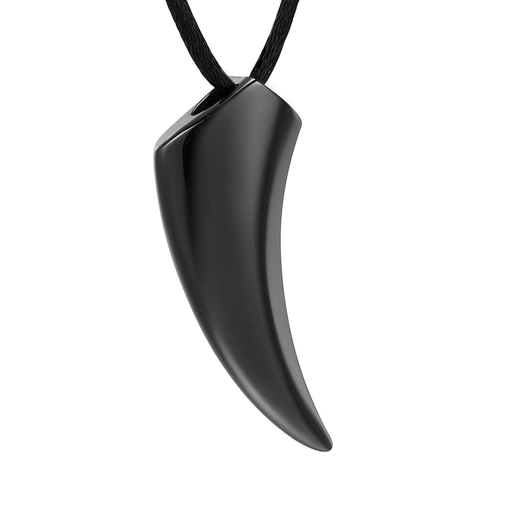 [Australia] - Yinplsmemory Cremation Jewelry Wolf Tooth Cremation Urn Necklace for Ashes for Men Stainless Steel Ashes Keepsake Memorial Urn Jewelry Black 