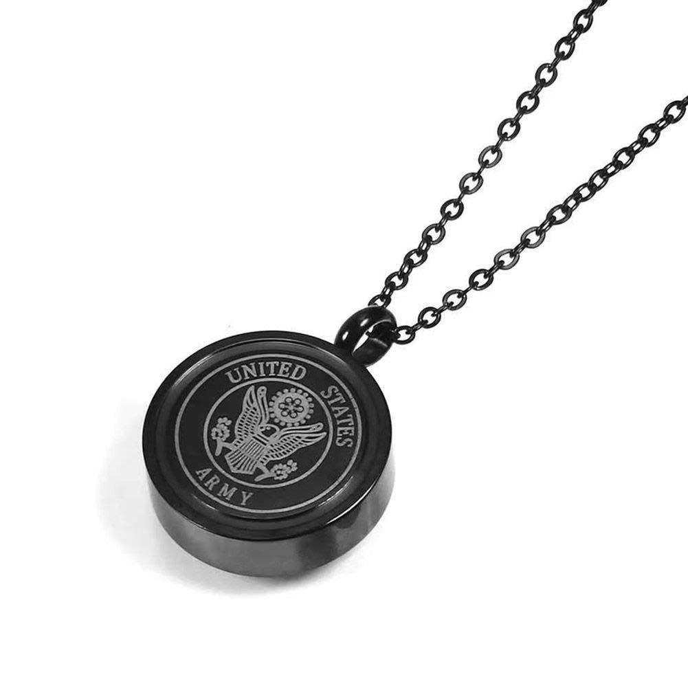 [Australia] - MEMORIALU Black Urn Necklace for Ashes Stainless Steel Memorial Cremation Jewelry ARMY 