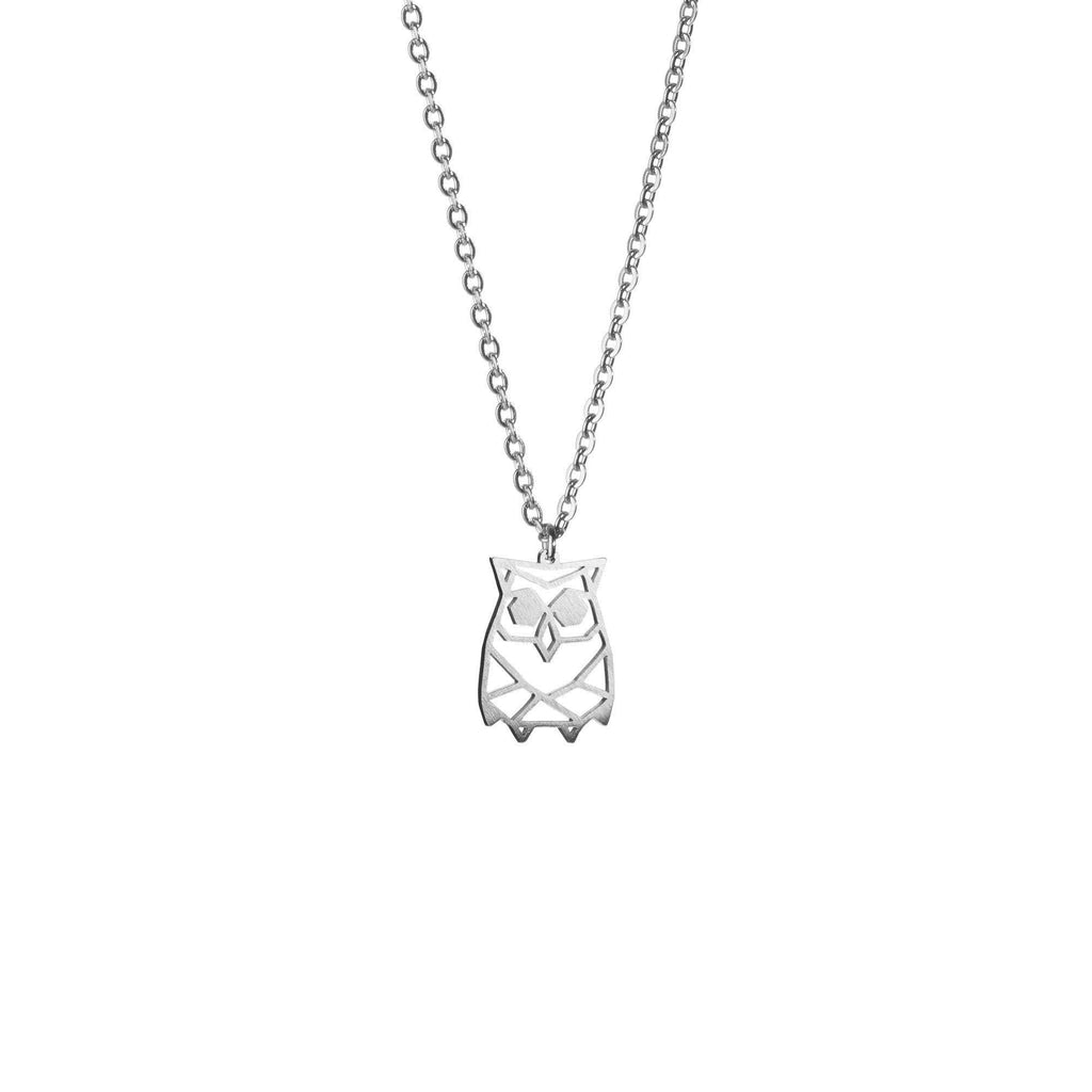 [Australia] - La Menagerie Owl Silver Origami Jewelry & Silver Geometric Necklace – 925 Sterling Plated Silver Necklace & Owl Necklaces for Women – Owl Necklace for Girls & Origami Necklace 