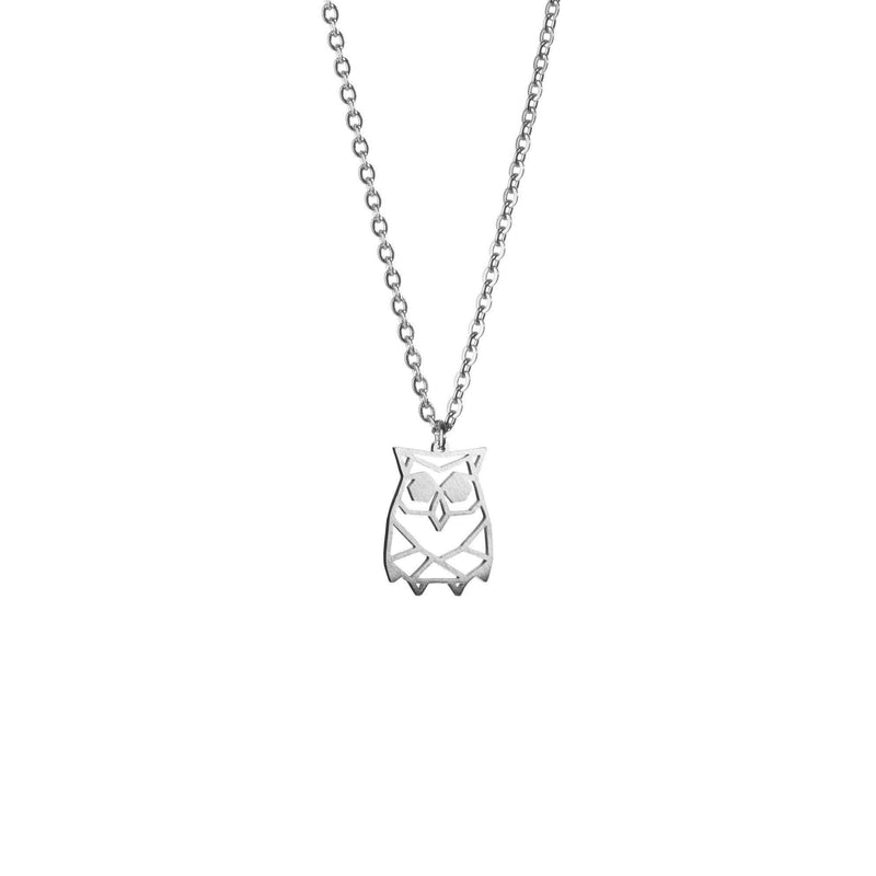 [Australia] - La Menagerie Owl Silver Origami Jewelry & Silver Geometric Necklace – 925 Sterling Plated Silver Necklace & Owl Necklaces for Women – Owl Necklace for Girls & Origami Necklace 