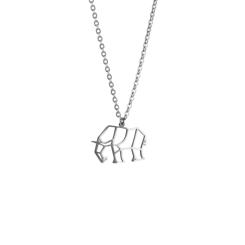 [Australia] - La Menagerie Elephant Silver Origami Jewelry & Silver Geometric Necklace – 925 Sterling Plated Silver Necklace & Elephant Necklaces for Women – Elephant Necklace for Girls & Necklace 