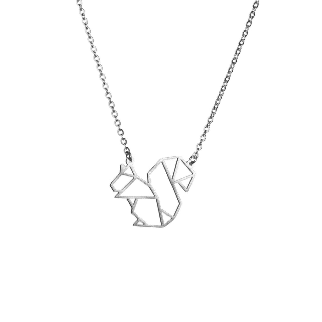 [Australia] - La Menagerie Squirrel Silver Origami Jewelry & Silver Geometric Necklace – 925 Sterling Plated Silver Necklace & Squirrel Necklaces for Women – Squirrel Necklace for Girls & Necklace 