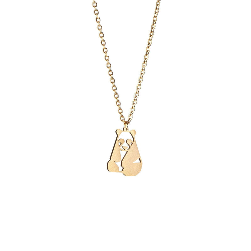 [Australia] - La Menagerie Panda Gold Origami Jewelry & Gold Geometric Necklace – 18 Karat Plated Gold Necklace & Panda Necklaces for Women – Panda Necklace for Girls & Origami Necklace 