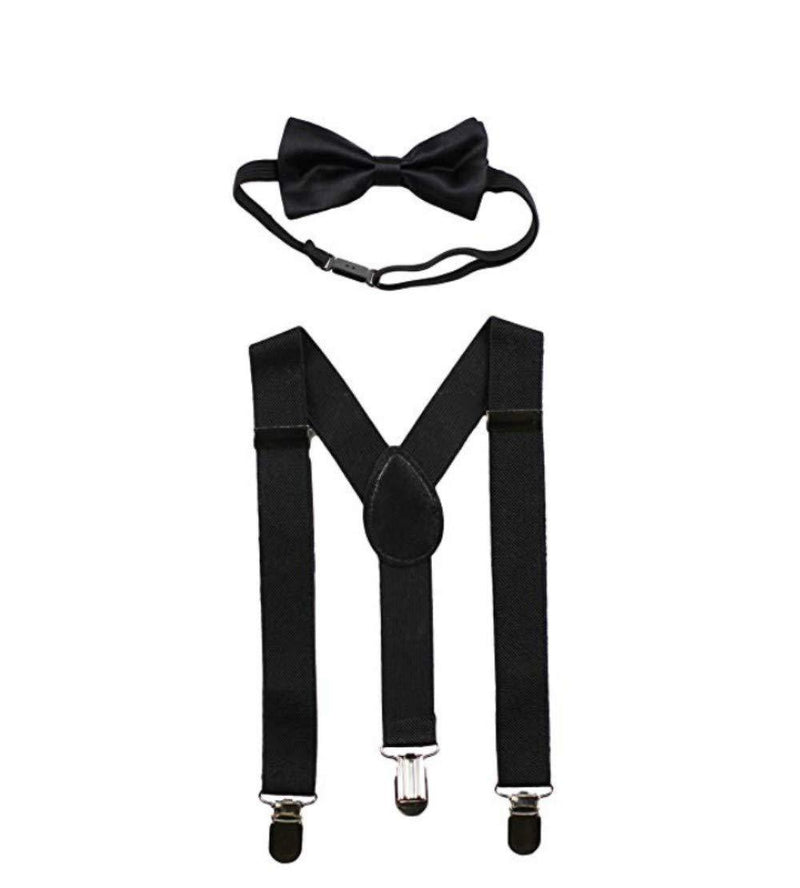 [Australia] - Sinen Baby Suspenders and Bow Tie Set Kids Suspender Bowtie Sets Adjustable Suspender Set for Boys and Girls-Black, Large 