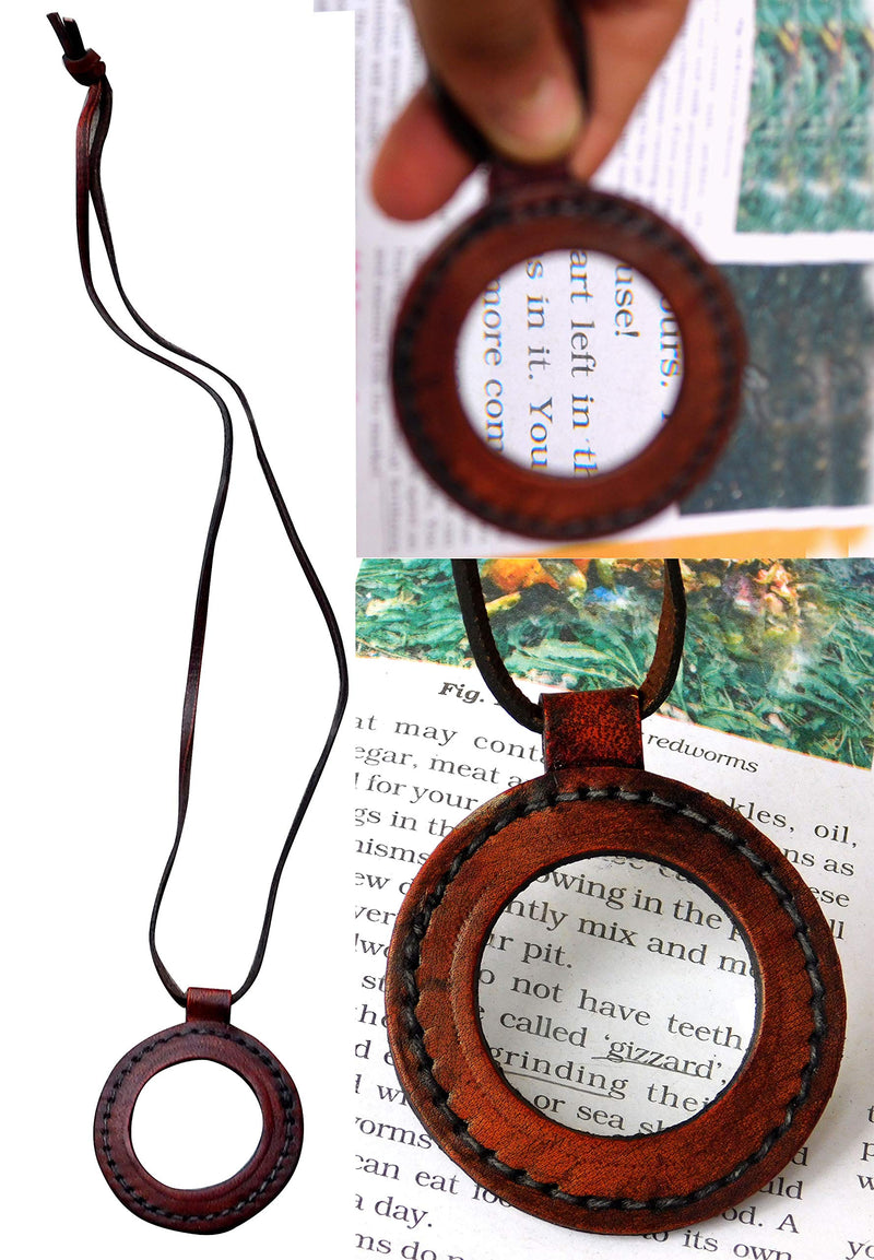[Australia] - Nautical Vintage Leather Strap Necklace Magnifying Glass Magnifier Pendant 