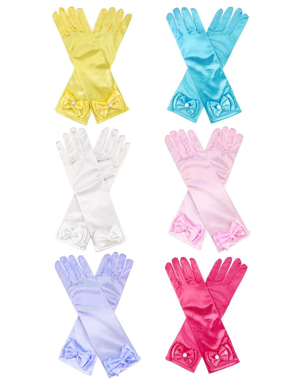 [Australia] - CODOHI Girls Satin Dress up Princess Gloves 6 Pairs Assorted Colors for Birthday Tea Party -for Age 3-10 