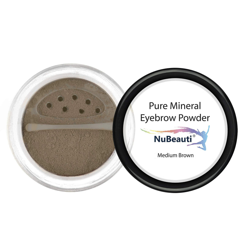 [Australia] - Mineral Eyebrow Powder by NuBeauti - Natural Brow Makeup Kit with Angled Contour Brush for Precision Sculpting to Color Eyebrows Precisely for Beautiful Perfect Brows (With Brush, Medium Brown) With Brush 