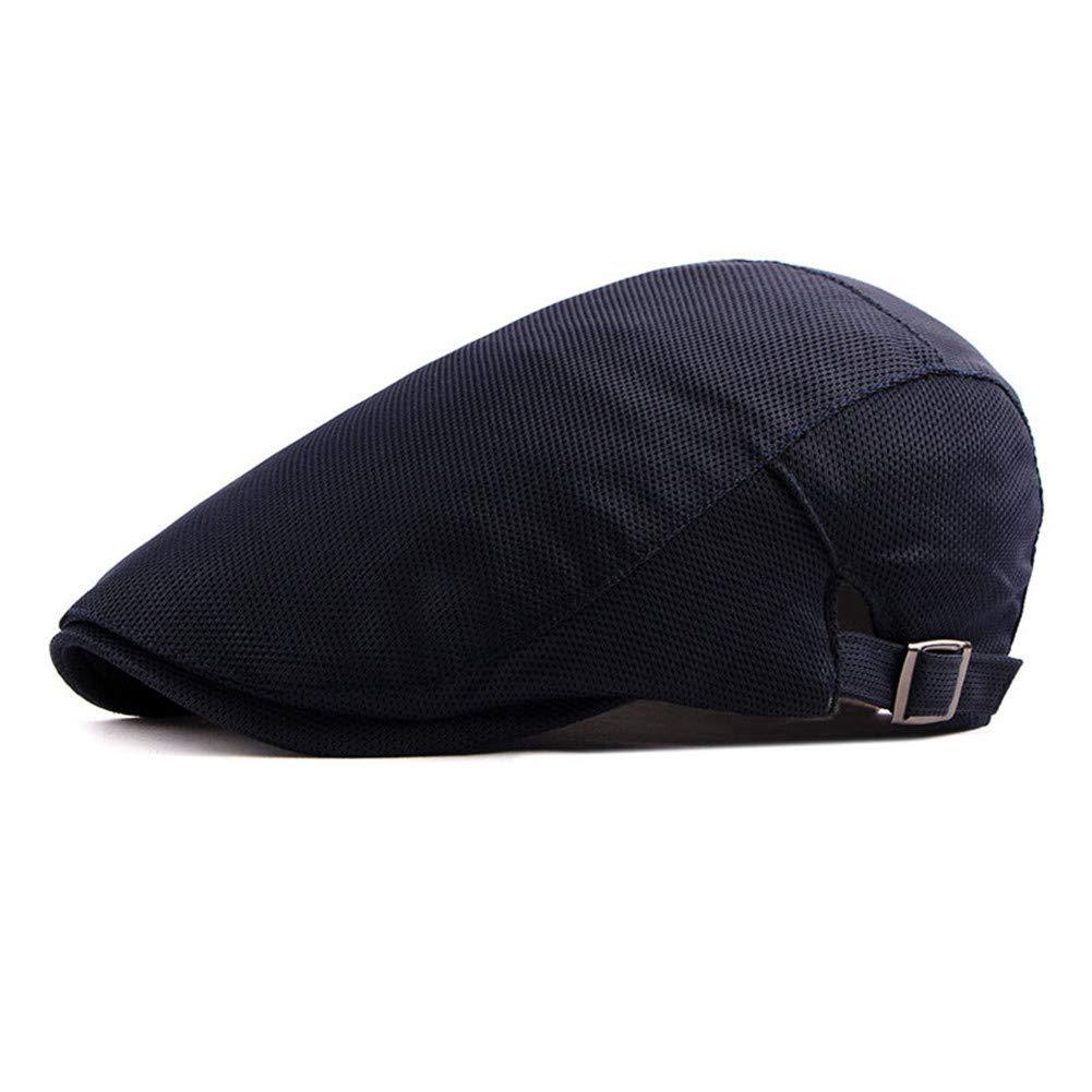 [Australia] - Idopy Men Breathable Mesh Summer hat Newsboy Beret Ivy Cap Cabbie Flat Cap Blue 