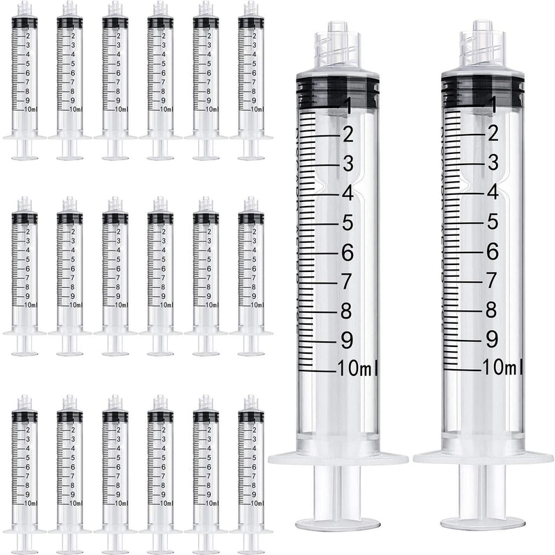 [Australia] - 20 Pack Syringe Luer Lock, Syringe Without Needle, Plastic Curved Syringes for Epoxy Resin, Craft, Scientific Labs, Feeding Pets Animals, Oil or Glue Applicator (10 ML) 