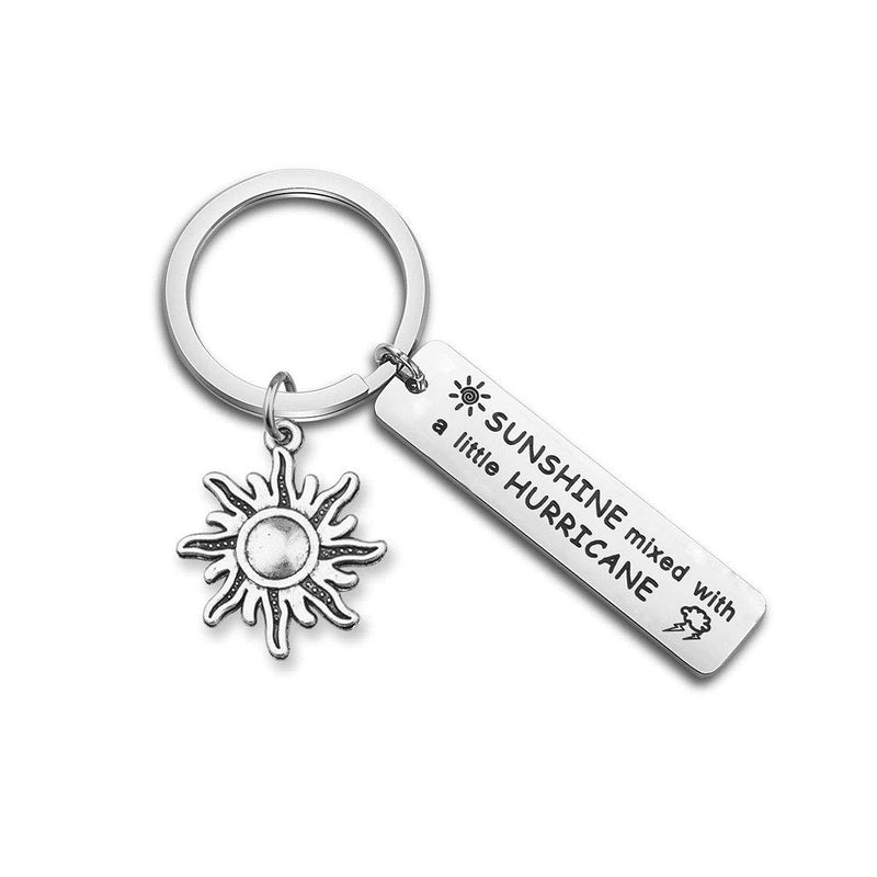 [Australia] - bobauna Sunshine Mixed with A Little Hurricane Inspirational Quote Keychain with Sun Charm Motivational Gift sunshine hurricane keychain 