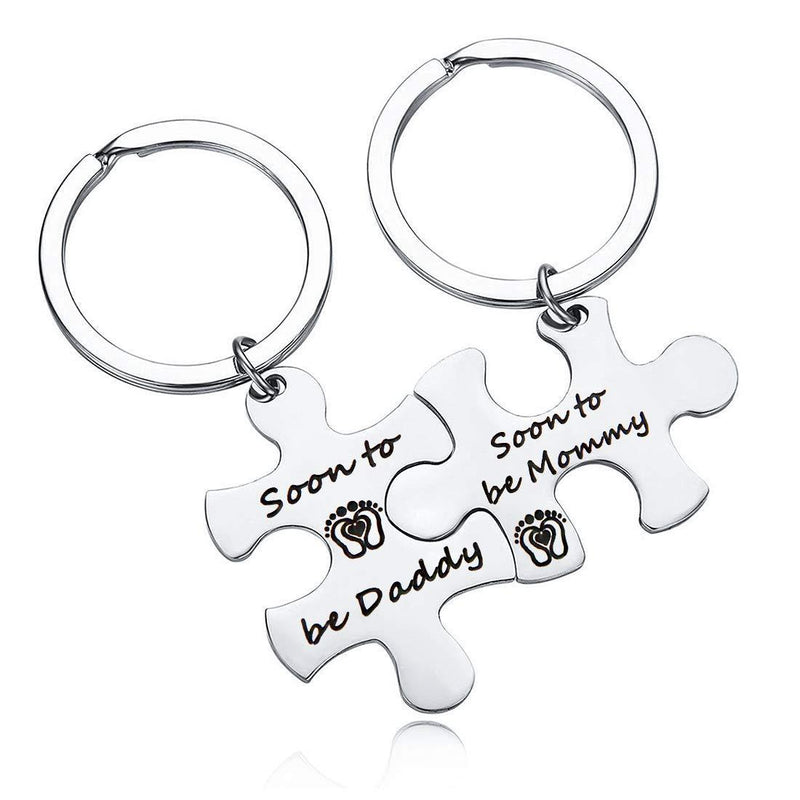 [Australia] - HOLLP Pregnancy Gift New Mom New Dad Puzzle Piece Keychain Set Soon to Be Mommy/Daddy Jewelry Gift for New Mommy Dad 