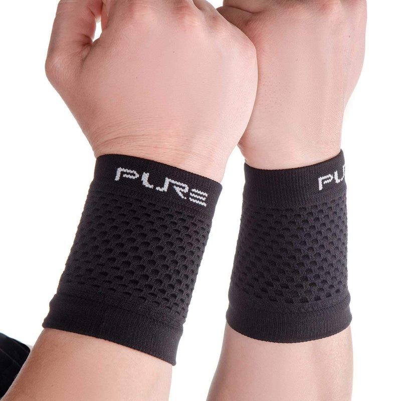 [Australia] - Lightweight Wrist Supports – Compression Wrist Sleeve, Relieve Carpal Tunnel, Arthritis Large (1 Pair) Midnight Black 
