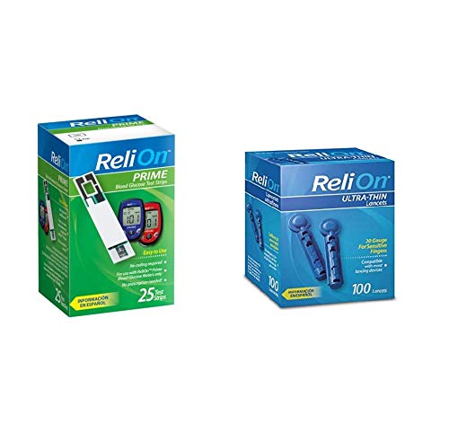 [Australia] - ReliOn 30G Ultra-Thin Lancets, 100-ct | ReliOn Prime Blood Glucose Test Strips, 25-ct | Bundled Set 2 Piece Set 
