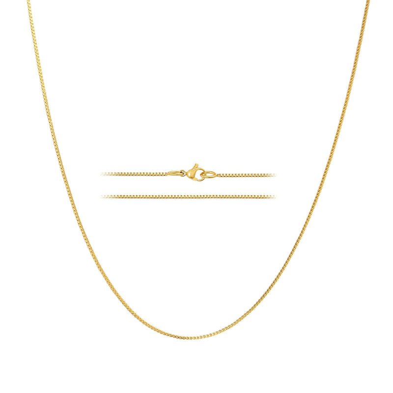 [Australia] - KISPER 24k Gold Over Stainless Steel 1.2mm Thin Box Chain Necklace, 14-36 inches 26.0 Inches 