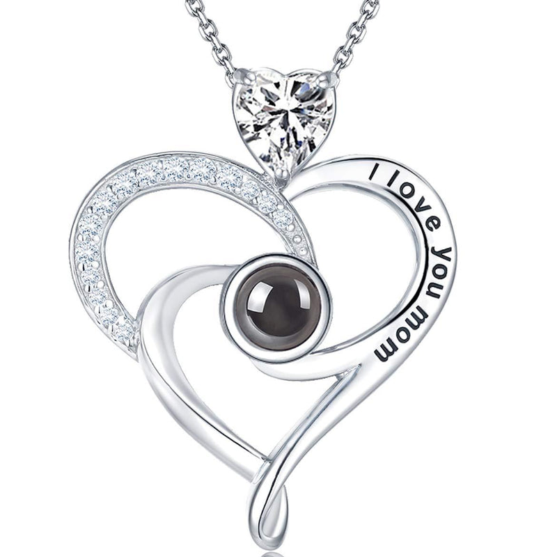 [Australia] - Birthday Gifts for Mom I Love You Necklace 100 Languages LC Simulated Diamond Jewelry for Mother Valentine's Day Gifts Sterling Silver 