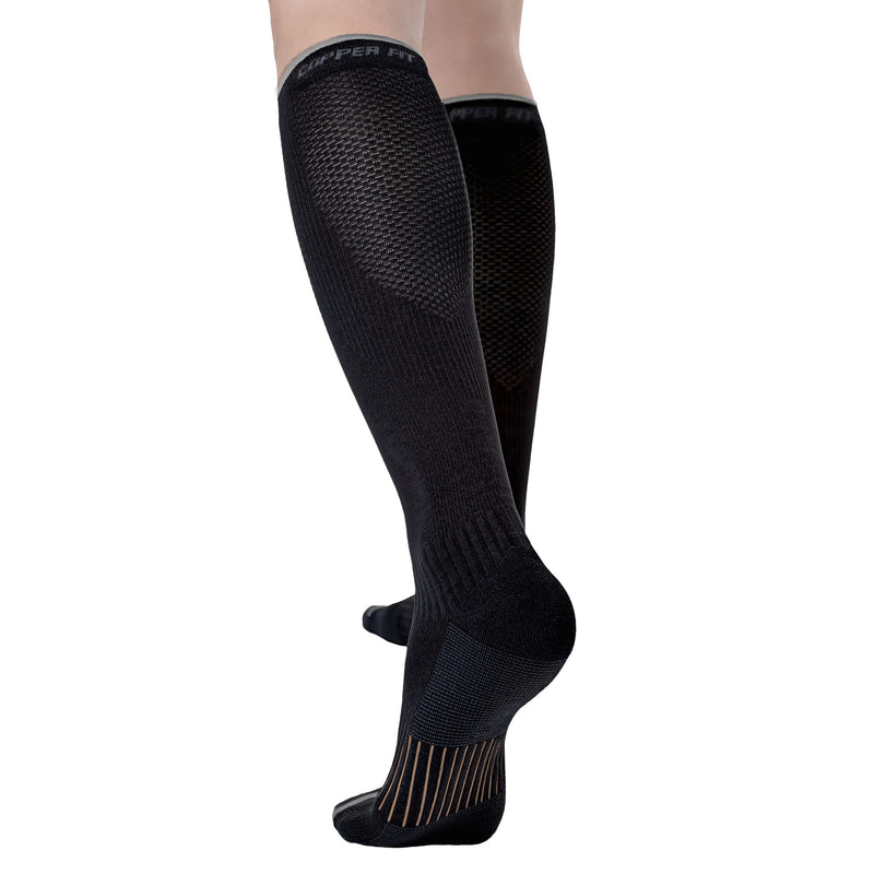 [Australia] - Copper Fit Energy Unisex Easy-On/Easy-Off Knee High Compression Socks Black Large-X-Large 