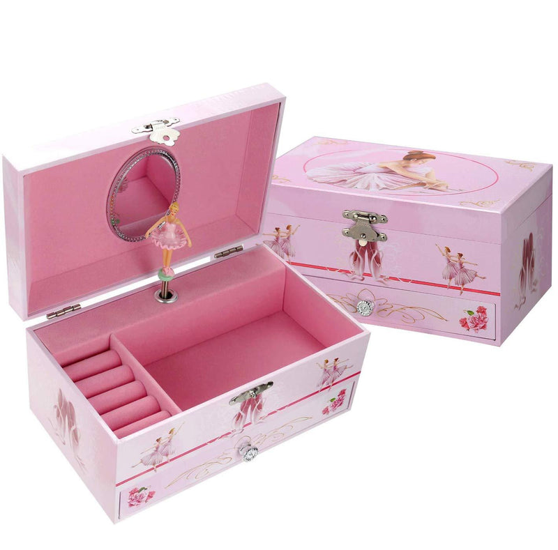 [Australia] - TAOPU Sweet Musical Jewelry Box with Pullout Drawer and Dancing Ballerina Girl Figurines Music Box Jewel Storage Case for Girls 