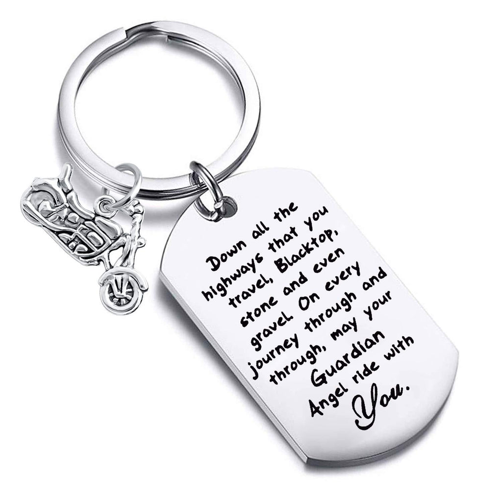 [Australia] - FUSTMW Car Owner Gift Drive Safe Keychain May Your Guardian Angel Ride With You Car Lover Gift Biker 