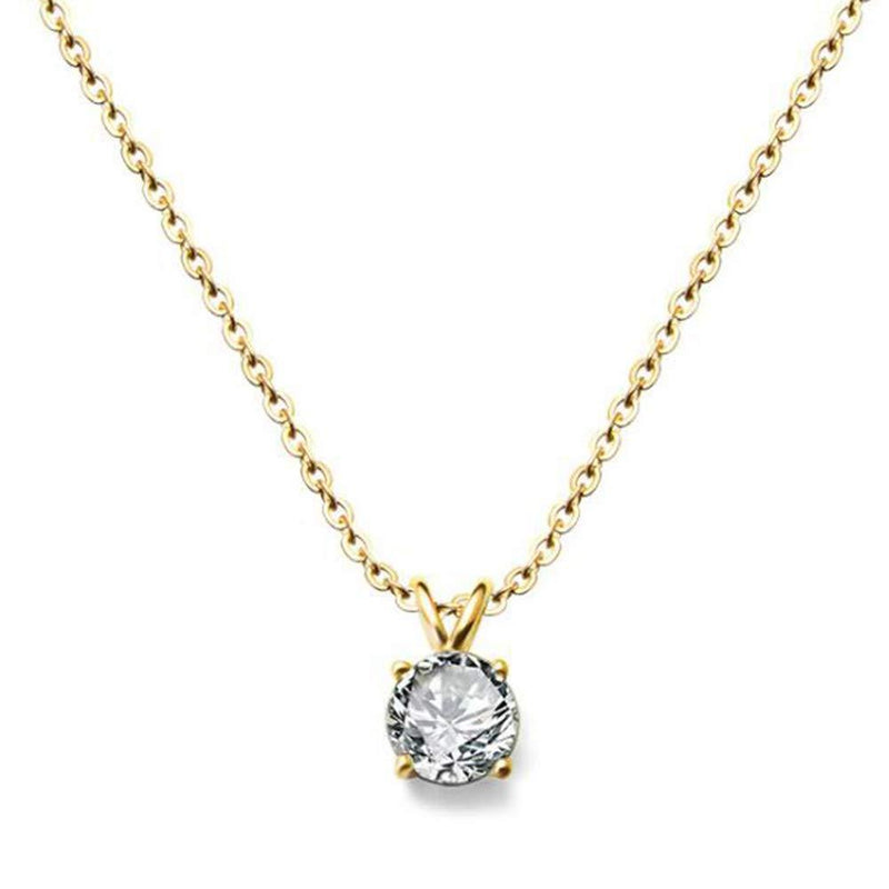 [Australia] - Jude Jewelers Stainless Steel Classical Simple Plain Solitaire Style Collar Charm Necklace Gold 