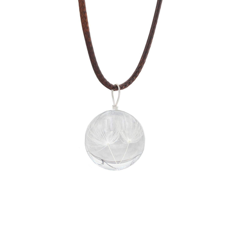 [Australia] - CHOORO Dandelion Necklace Real Dandelion Seed Inlaying Crystal Ball Necklace Dried Pressed Flower Pendant Necklace Flower Lovers Gift dandelion seed necklace-2 