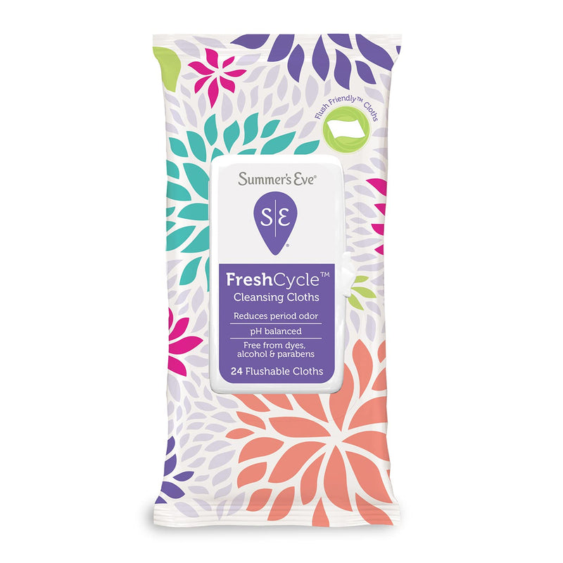 [Australia] - Summer's Eve FreshCycle Cleansing Cloths | Reduces Period Odor | 24 Count 24 Count (Pack of 1) 