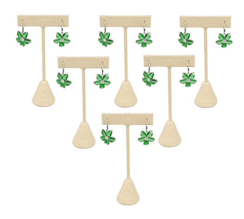 [Australia] - 888 Display USA - 6 Pcs 4.75" Beige Linen Earring T Stand Showcase Displays 