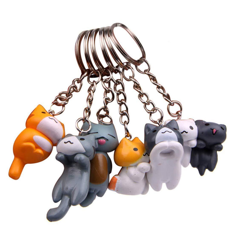 [Australia] - Flunyina Cat Keychains - 6 Collectable Figurines - Features a Detachable Keyring - Authentic Japanese Design - Durable Plastic 