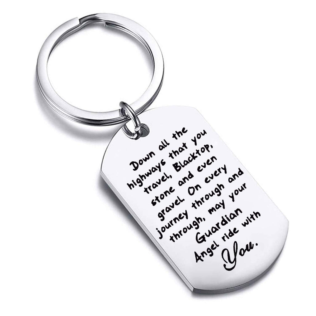 [Australia] - FUSTMW Car Owner Gift Drive Safe Keychain May Your Guardian Angel Ride With You Car Lover Gift 