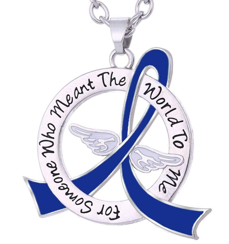 [Australia] - Fight Like a Girl For Someone Who Meant the World to Me Necklace with Stainless Steel Chain (Assorted Colors) Blue 