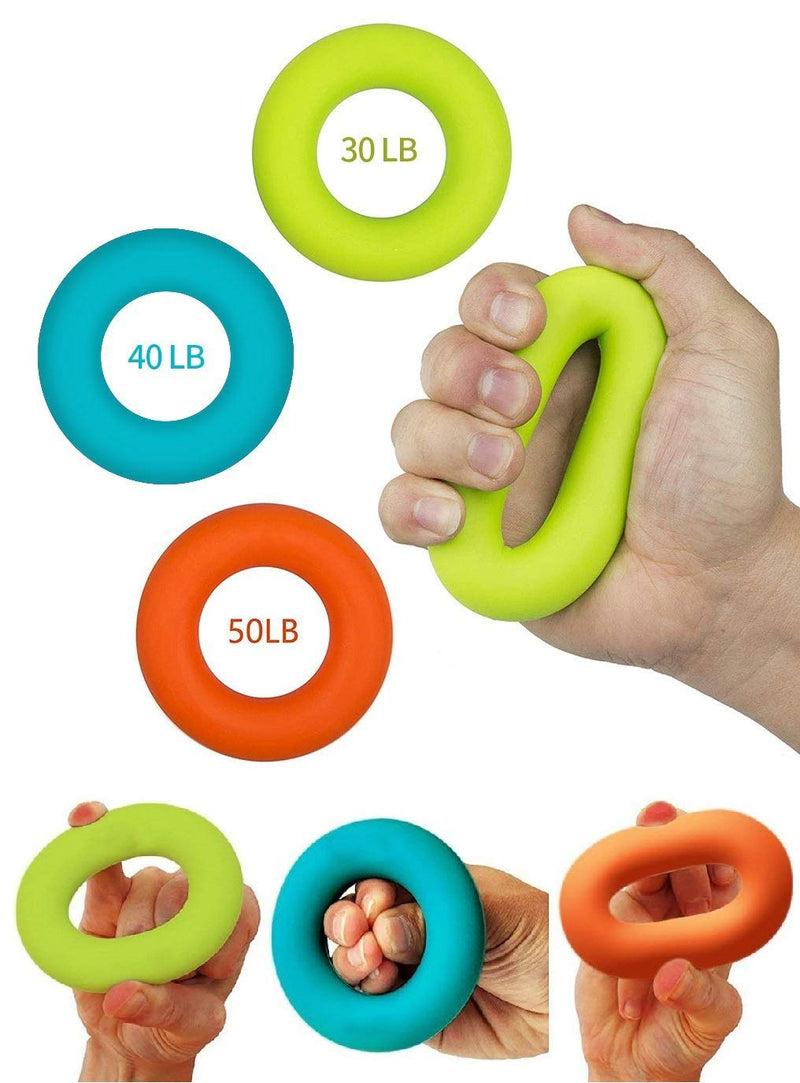 [Australia] - Grip Strength Trainer,Hand Grip Strengthener ,Forearm Grip Workout - Grip Trainer Silicone Rings for Rock Climbing, Athletes & Stress Relief & Rehabilitation, 3 Resistance Levels(3 PCS) Round 30-50lbs 