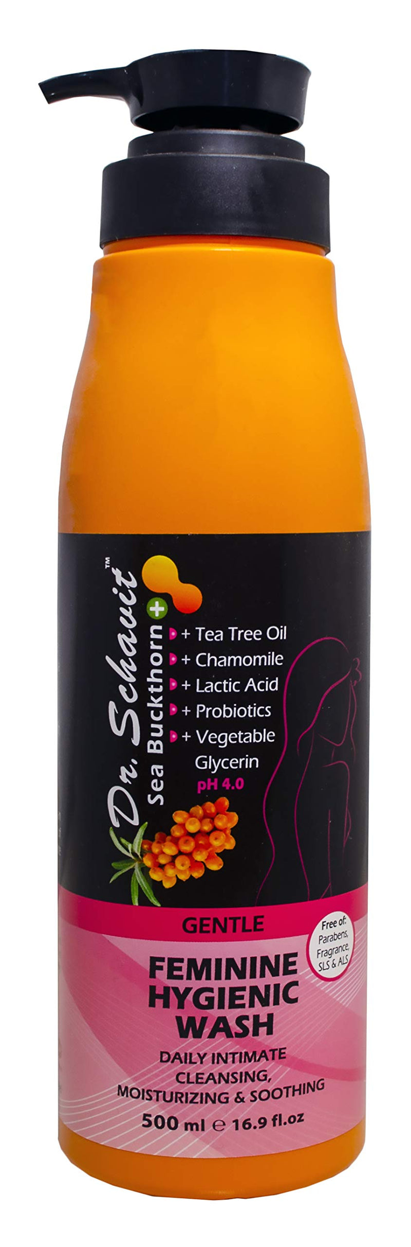 [Australia] - Dr. Schavit Feminine Wash for Sensitive Skin – Gentle PH Balance Intimate Wash - Daily Hygienic Intimate Skin Wash with Sea Buckthorn and Tea Tree Oil – 16.9 Fl.Oz (500ml) 