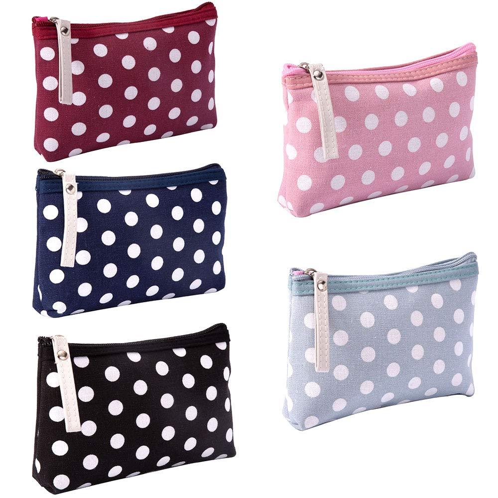 [Australia] - HappyDaily Pack of 5 Fashion Design Muliti-Functional Bag Makeup Bag Cosmetic Pouch Travel Toiletry Carrying Purse (Polka Dot(Pink/Red/Sky Blue/Dark Blue/Black)) Polka Dot(Pink/Red/Sky Blue/Dark Blue/Black) 