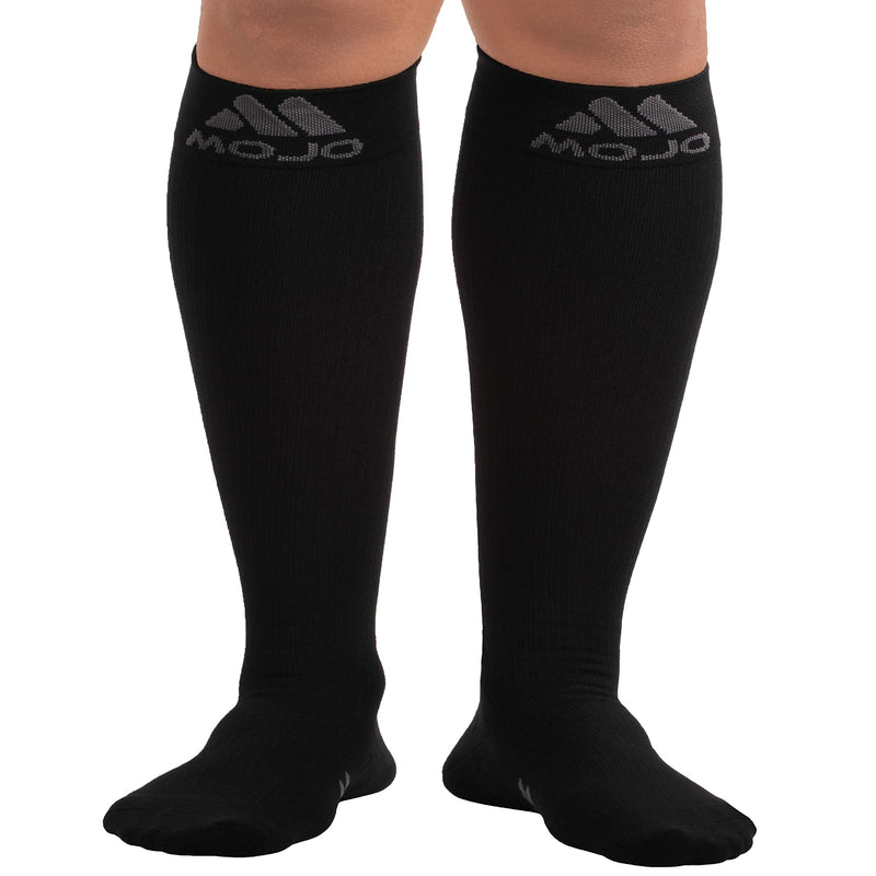 [Australia] - Mojo Compression Socks - Comfortable Coolmax Material for Recovery & Performance - Medical Support Socks - 20-30 mmHg Support - Compression Stockings for Women & Men (Black, 3X-Large) Black 